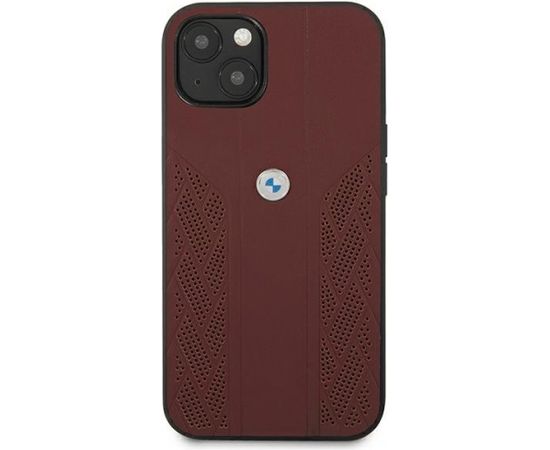 BMW BMHCP13MRSPPR Back Case Кожанный Чехол для телефона Apple iPhone 13 Kpacный