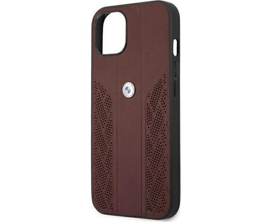 BMW BMHCP13MRSPPR Back Case Кожанный Чехол для телефона Apple iPhone 13 Kpacный