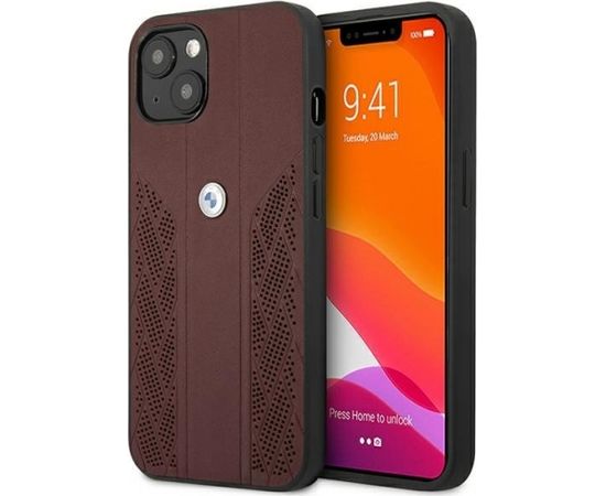 BMW BMHCP13SRSPPR Back Case Aizmugurējais Ādas Apvalks Telefonam Apple iPhone 13 Mini Sarkans