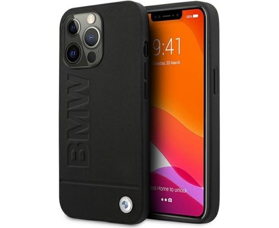 BMW BMHCP13XSLLBK Back Case Aizmugurējais Ādas Apvalks Telefonam Apple iPhone 13 Pro Max Melns