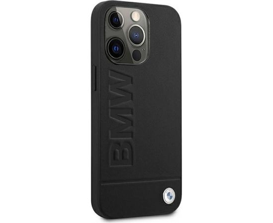 BMW BMHCP13XSLLBK Back Case Aizmugurējais Ādas Apvalks Telefonam Apple iPhone 13 Pro Max Melns