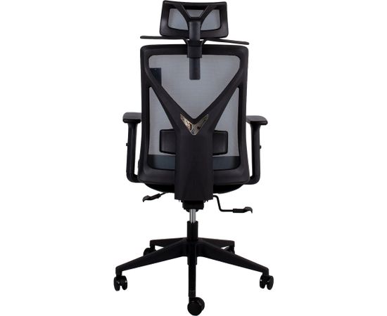 Рабочий стул MIKE 64x65xH110-120см, сиденье: ткань, спинка: сетка-ткань, цвет: чёрный/ серый