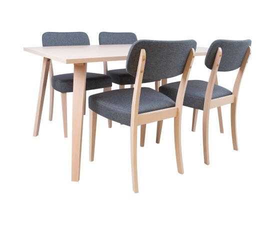 Dining set ADORA table and 4 chairs, light beech