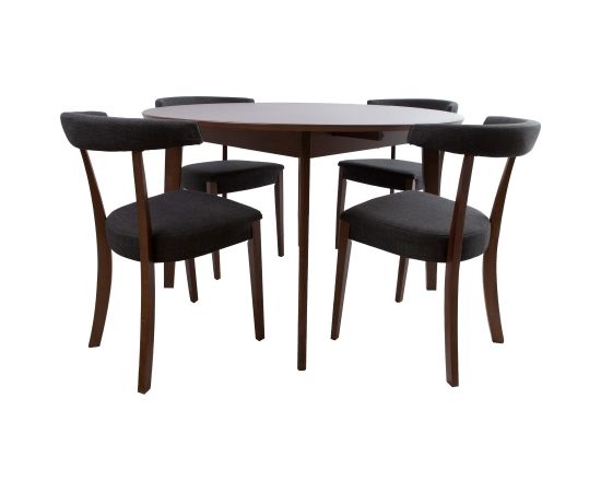 Dining set ADELE table and 4 chairs, dark beech