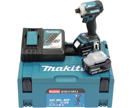 Makita DTD171RTJ  Triecienskrūvgriezis 18V 2x5.0Ah 180Nm