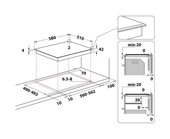 Whirlpool AKT8190/BA Keramiskā plīts virsma 60cm