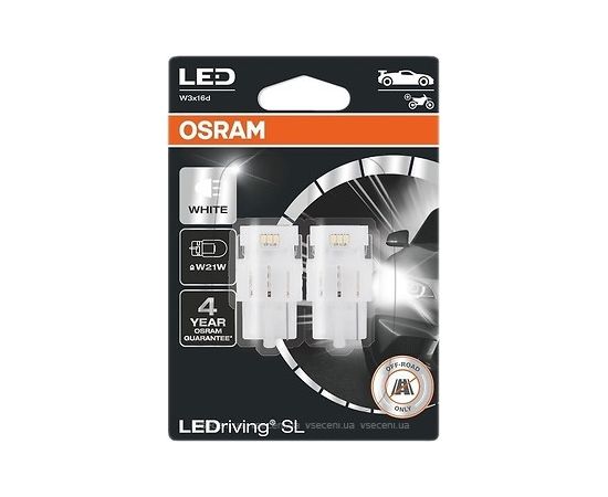 Osram spuldžu komplekts LED W21W White 6000K