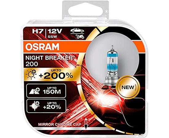 OSRAM Spuldžu komplekts H7 Night Breaker Unlimited 200 +200% Autospuldzes