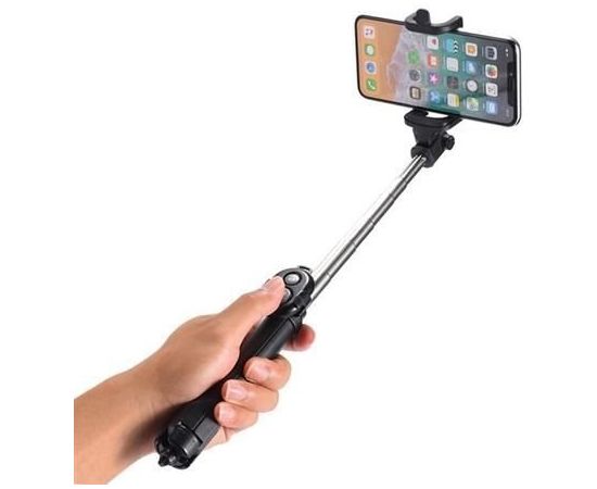 RoGer Selfie Stick + Tripod Statnis ar Bluetooth Tālvadības pulti Melns