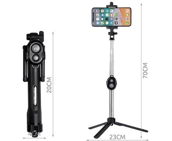 RoGer Selfie Stick + штатив подставка с Bluetooth пульт дистанционного управления черный