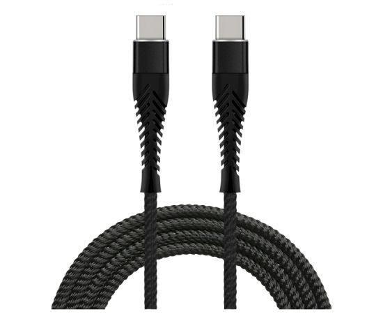 Fusion Fishbone USB-C uz USB-C kabelis 65W / 3A / 1,5m melns