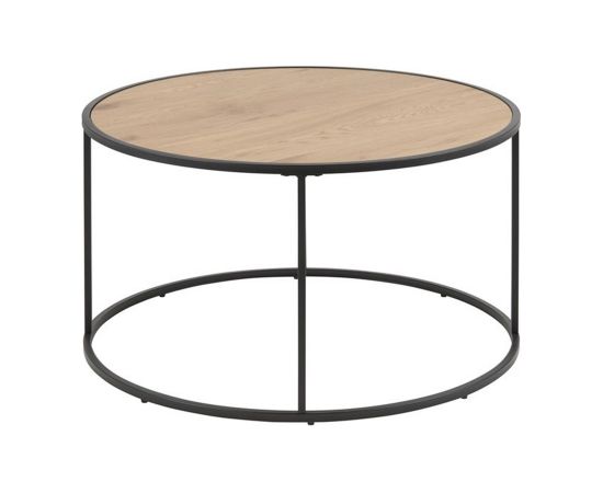 Kafijas galdiņš SEAFORD D80xH45cm, galda virsma: mēbeļu plāksne ar laminētu pārklājumu, krāsa: ozols, rāmis: metāls