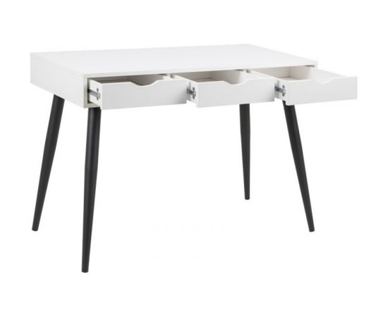 Письменный стол NEPTUN с 3 ящиками, 110x50xH77см, материал: белая меламиновая пластина, ножки: чёрный металл