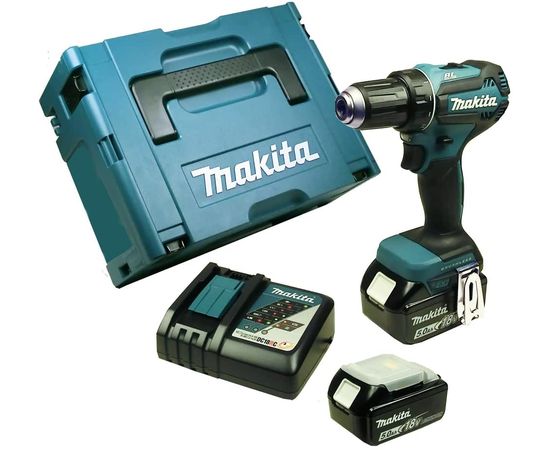 Makita DDF485RTJ Akumulatora urbjmašīna, 18 V, 2x 5,0 Ah Li ion, 50/25 Nm, 1,7kg, LED, BL motors