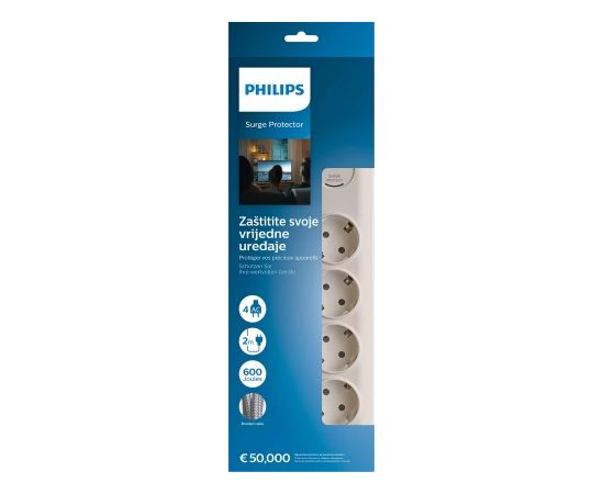 PHILIPS īssavienojuma aizsargātājs, 4 rozetes - SPN7040WA/58