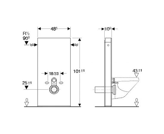 Geberit Monolith rāmis priekš WC,balts stikls 101 cm