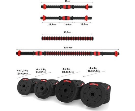 Hanteļu un stieņa komplekts 40 KG HMS SGP40