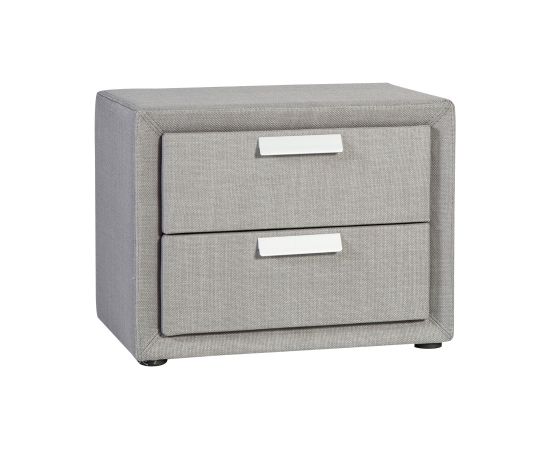 Прикроватная тумба CAREN 2-ящиками 50,5x41xH40см, обивка из мебельного текстиля, цвет: серый