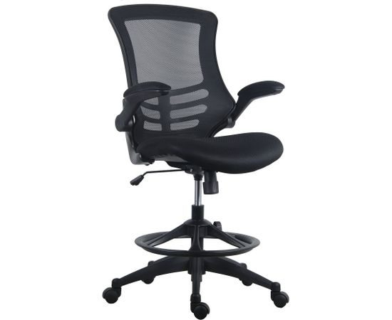 Augsts darba krēsls TRIBECCA 62,5x62xH109-128,5cm, sēdvieta un atzveltne: melns / pelēks sieta audums, melns rāmis
