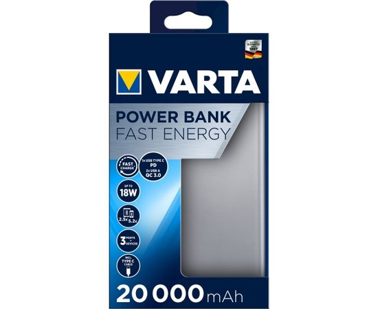 Портативный аккумулятор VARTA 20000mAh Silver