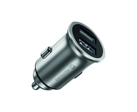 Swissten Metal Premium Auto Lādētājs 2 x USB / 4.8A Sudraba