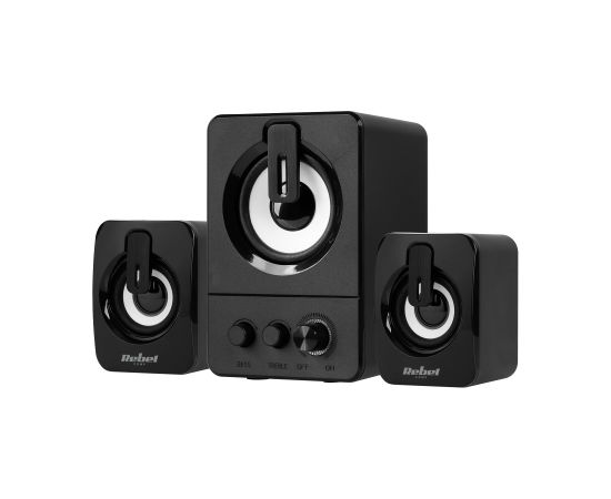 Rebel 2.1 Skaļruņi / AUX / USB / 5W + 2X3W Melni