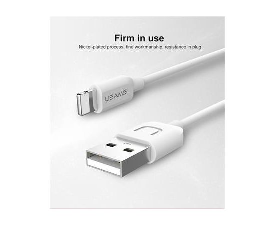 Usams U-TURN Universāls Silikona Apple Lightning (MD818ZM/A) USB Datu un uzlādes Kabelis 1m Balts