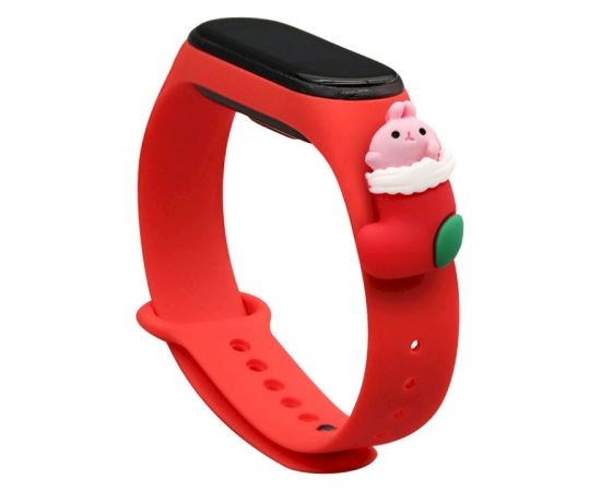 Fusion Xmas Santa siksniņa pulkstenim Xiaomi Mi Band 3 / 4 sarkans