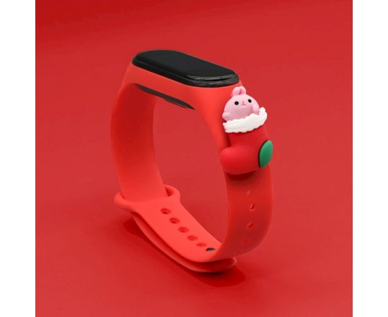 Fusion Xmas Santa ремешок для часов Xiaomi Mi Band 3 / 4 красный