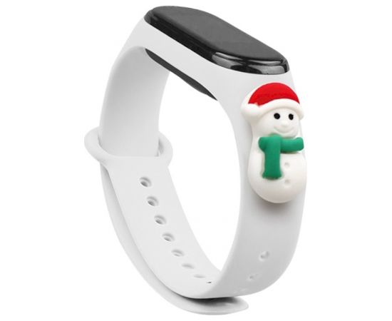 Fusion Xmas Snowman siksniņa pulkstenim Xiaomi Mi Band 3 / 4 balts