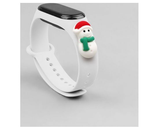 Fusion Xmas Snowman siksniņa pulkstenim Xiaomi Mi Band 3 / 4 balts