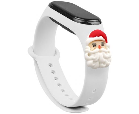 Fusion Xmas Santa siksniņa pulkstenim Xiaomi Mi Band 3 / 4 balts