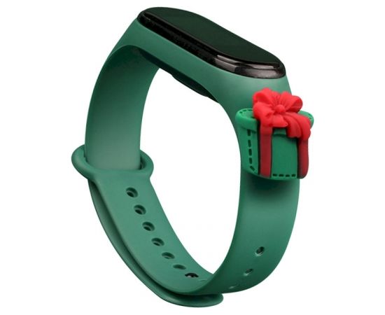 Fusion Xmas Present siksniņa pulkstenim Xiaomi Mi Band 3 / 4 zaļš