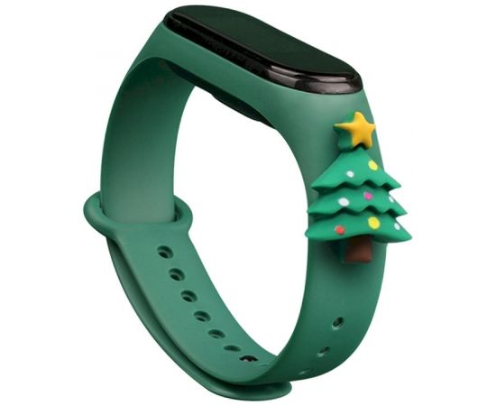 Fusion Xmas Christmas Tree siksniņa pulkstenim Xiaomi Mi Band 3 / 4 zaļš