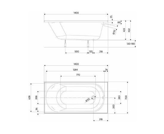 Kolo Vanna OPAL PLUS 140x70 ar kājām