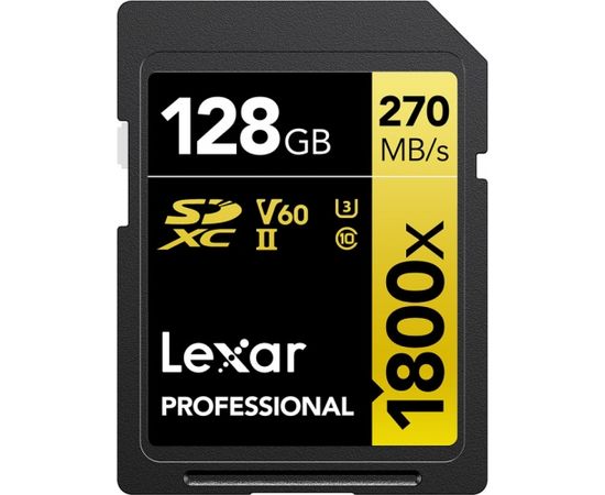 Lexar memory card SDXC 128GB Professional 1800x UHS-II U3 V60