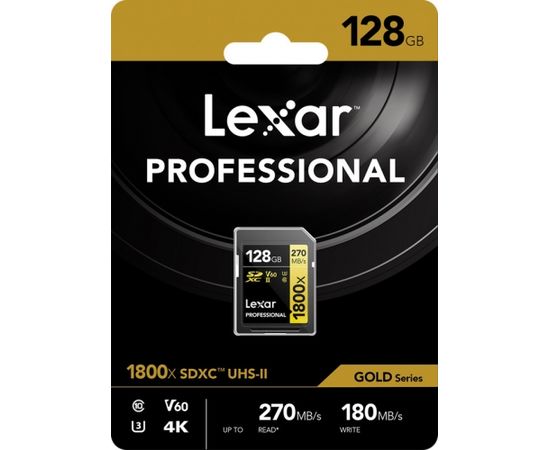 Lexar memory card SDXC 128GB Professional 1800x UHS-II U3 V60