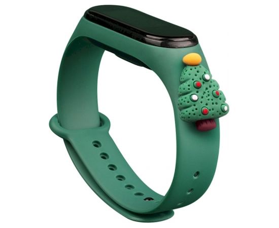 Fusion Xmas Christmas Tree 2 siksniņa pulkstenim Xiaomi Mi Band 5 / Mi Band 6 zaļš