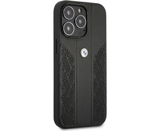 BMW BMHCP13LRSPPK Back Case Aizmugurējais Ādas Apvalks Telefonam Apple iPhone 13 / 13 Pro Melns