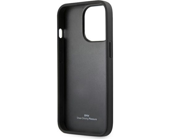 BMW BMHCP13LRSPPK Back Case Aizmugurējais Ādas Apvalks Telefonam Apple iPhone 13 / 13 Pro Melns