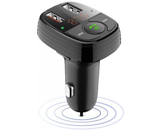 Devia Smart FM Transmiter Bluetooth 5.0 / MP3 / MicroSD  /2x USB QC 3.0 + 1,5A / LED / Auto Ladētājs / Melns