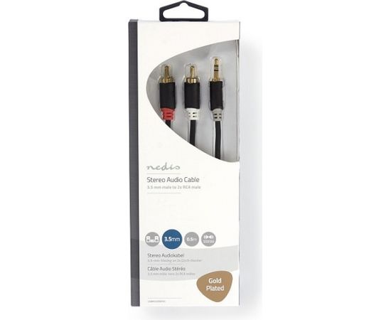 Nedis Aux Audio vads 3.5 mm -> 2x RCA 1m Melns Dažādi vadi