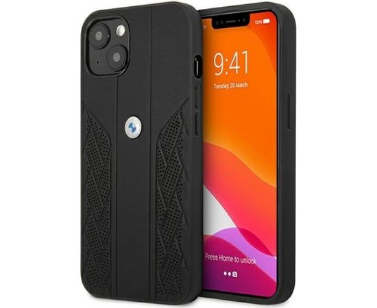 BMW BMHCP13SRSPPK Back Case Кожанный Чехол для телефона Apple iPhone 13 Mini Черный