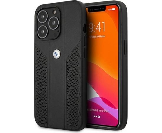 BMW BMHCP13XRSPPK Back Case Aizmugurējais Ādas Apvalks Telefonam Apple iPhone 13 Pro Max Melns