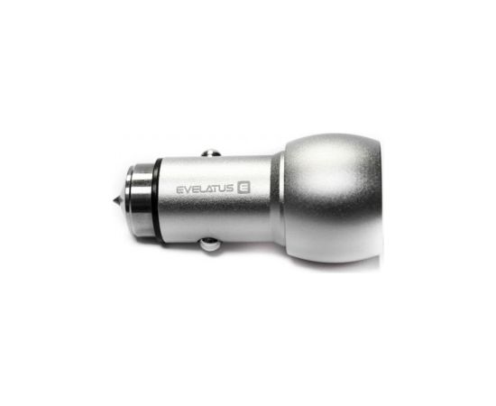 Evelatus Universal Car Charger ECC01 2USB port 3.1A with stainless steel escape tool Silver