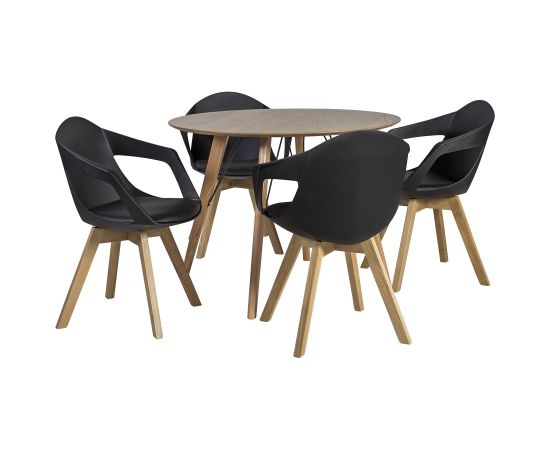 Ēdamistabas komplekts HELENA ar 4 krēsliem (37035), D100xH75 cm, galda virsma: MDF ozolkoka finierējums, apdare:lakota