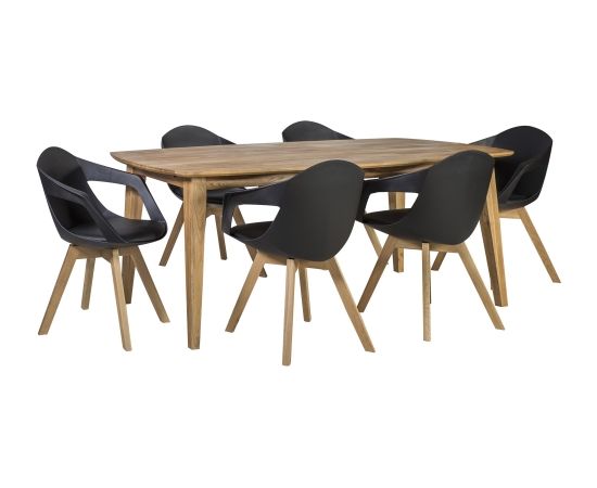 Ēdamistabas komplekts RETRO ar 6 krēsliem (37035), 190x90xH75 cm, koks: ozols, apstrāde: eļļota