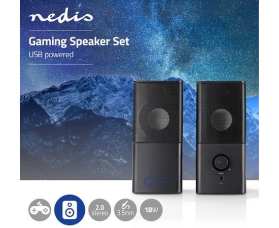 Nedis GSPR10020BK Gaming Skaļruņi 18W Melni