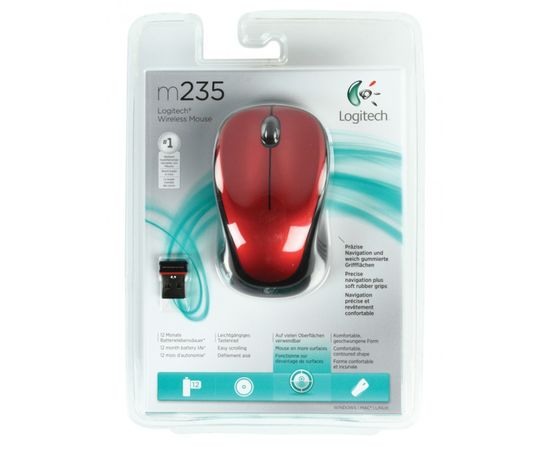 Logitech M235 Red Wireless Mouse Bezvadu pele