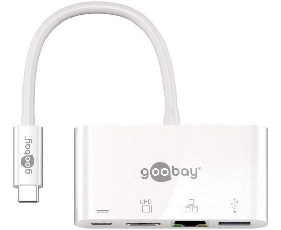 Goobay USB-C Multiport Adapter (HDMI + Ethernet, PD)  62105 White Usb HUB
